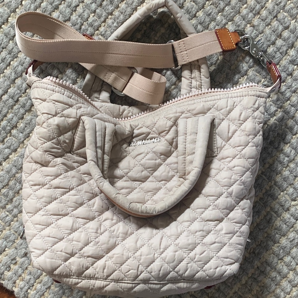 MZ Wallace Cream Quilted Tote